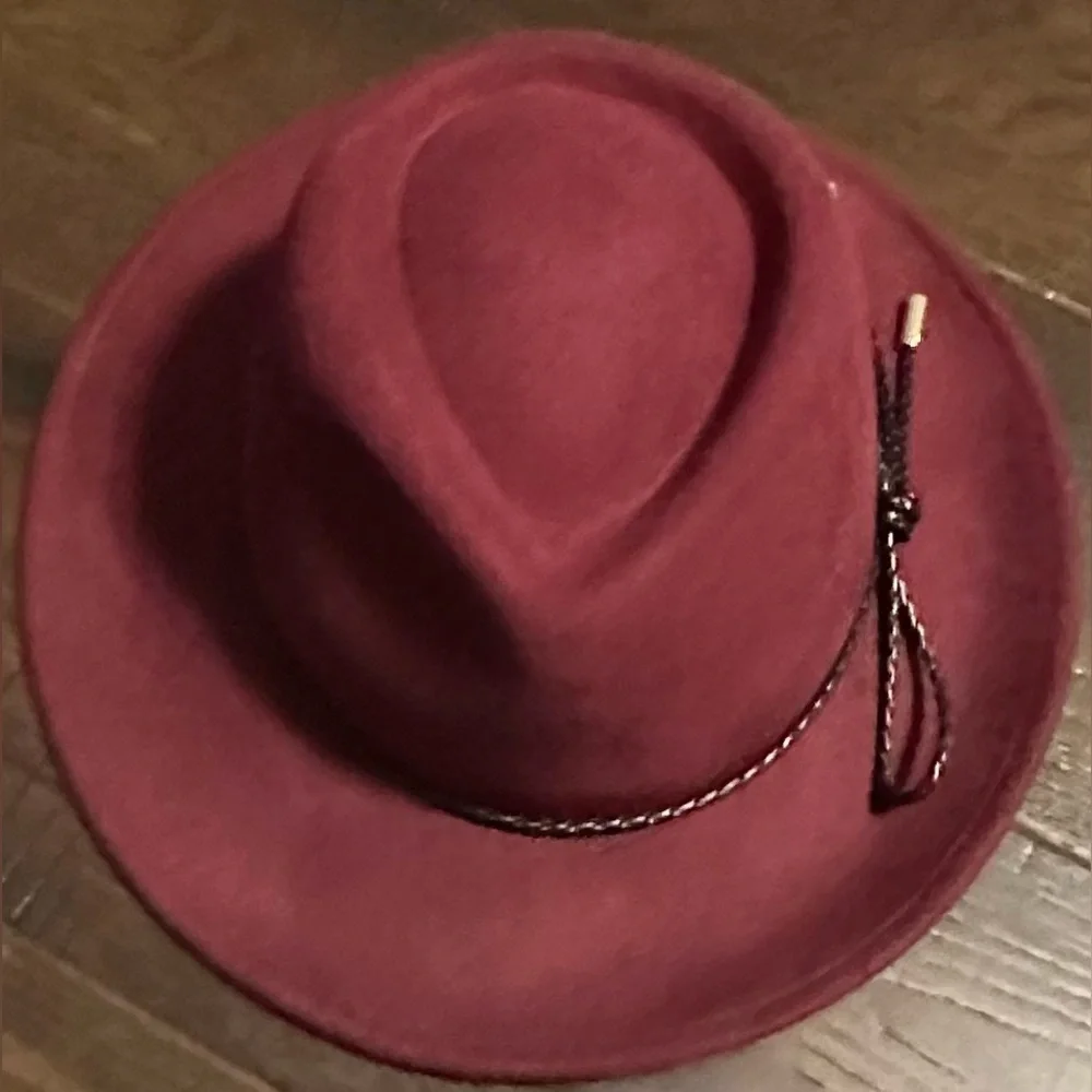 ‼️RARE‼️🎸Summer & Rose🎸🔥NWT🔥Wool Fedora in Cranberry - Picture 10 of 13